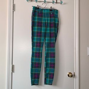 A plaid skinny Jean style with a high waisted fit